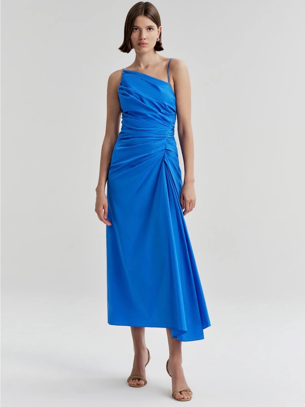 A.L.C. Juno Dress NWT Cobalt Blue Ruched Midi Dress Size 8